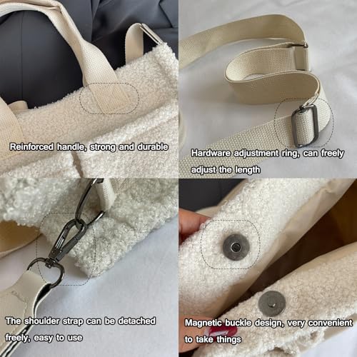 Image of Cherry Tote Bag for Women Canvas Patched Purse Cute Shoulder Bag Multi-Pocket Satchel Handbag for work travel