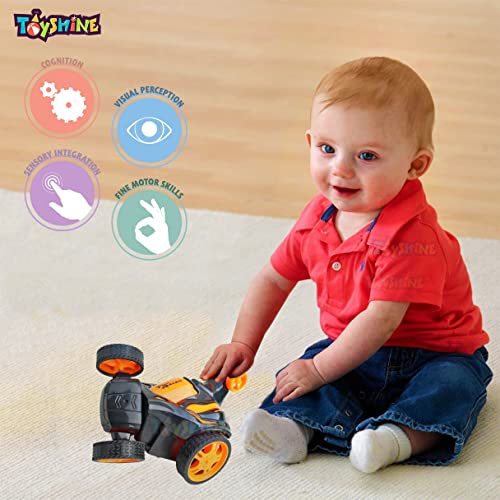 Image of Toyshine Music and Lights Vibe Car Remote Control Car RC Stunt Vehicle 360Rotating Rolling Radio Control Electric Race Car Boys Toys Kids Gifts Light - Orange