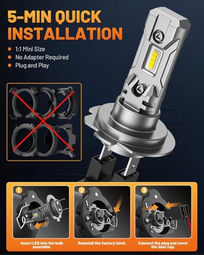 Image of FORENNER NextGen H7 Light Bulb, 1000% Upgrade Bright, 1:1 Mini Size H7 /H7LL Fog Light Thermostatic Control Design, IP68 No Adaptor Required Quick Install Light Kit Pack of 2