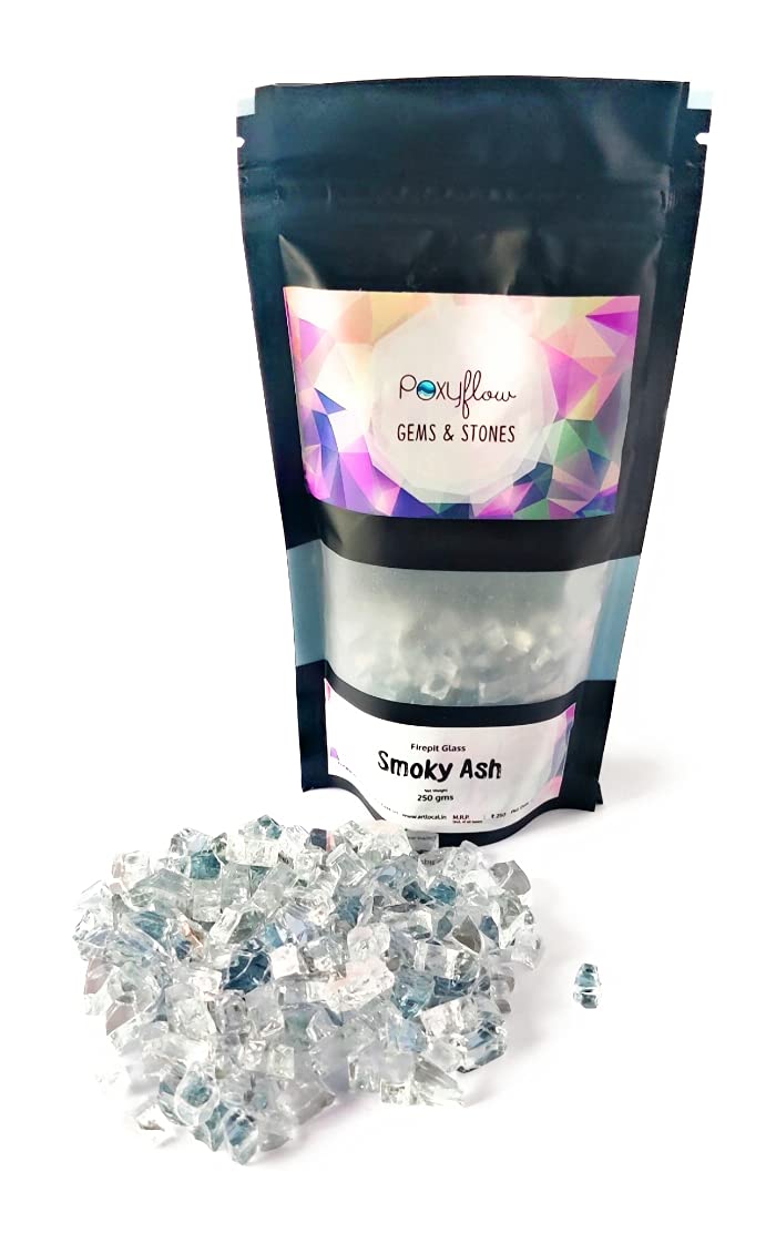 Poxyflow Firepit Glass / Crushed Glass for Resin Geode Art - Smokey Ash