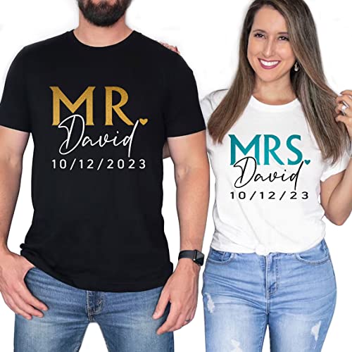 Personalized Mr and Mrs shirts, Mrs t shirt, Bride and Groom shirts, Hubby and Wifey shirts, Husband and Wife shirts, Wedding shirts, Bride Shirts, Honeymoon shirts, Mr and Mrs gifts2