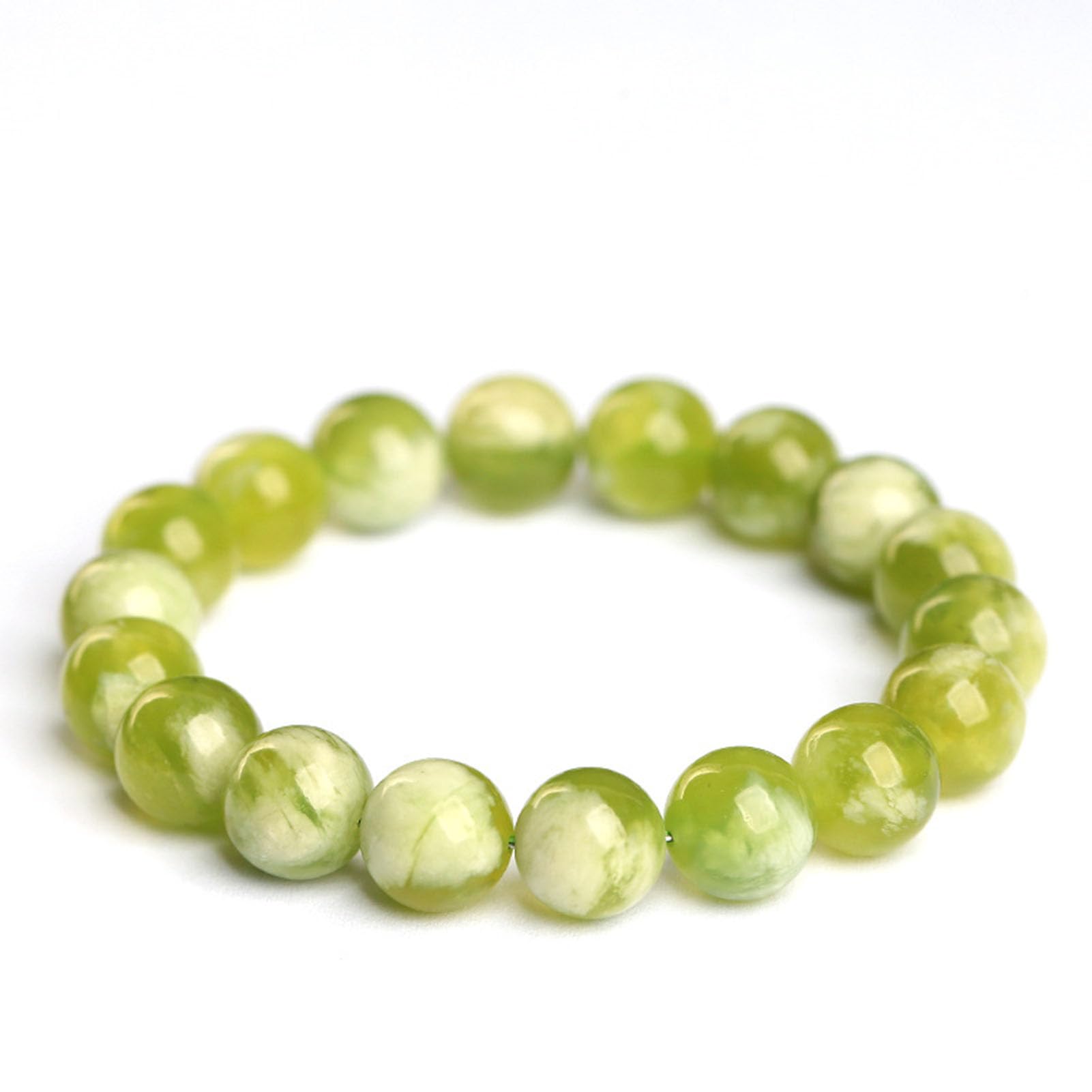 Bracciale in Giada Naturale da Donna Bracciale Elastico con Perline di Giada Verde sfumato, Adatto per Il Ringraziamento Misura Regolabile Ricchezza Prosperità Perline di Pietra,10MM