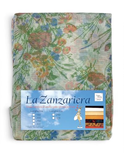 Rideau moustiquaire coquelicots 150 x 250 cm, filet anti-insectes 100 % polyester, œillets en acier, crochets inclus