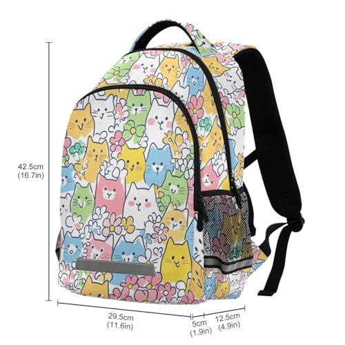 KLL Colorful Cartoon Cats Designed c backpack for kids with chest clip book bags for women mochilas para ni?a3
