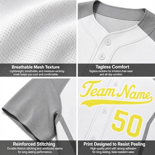 Camiseta personalizada de béisbol, impresión personalizada de nombre, número y logo, uniforme de equipo para hombres y mujeres miniatura 4