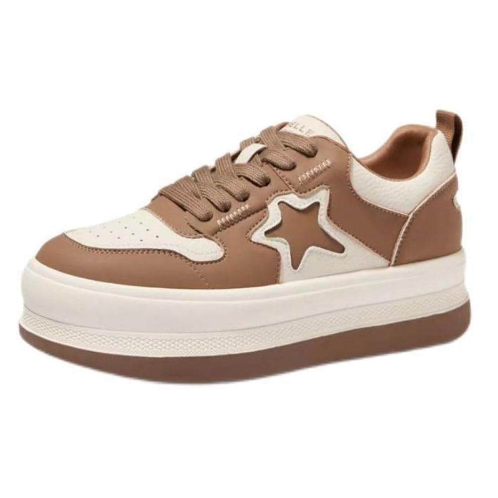 Loizziuy Cute Star Skateboard Shoes Inspired Casual Sneakers Retro for Women Girl for Summer Travel & Everyday Wear Gift (US 5.5,Brown,5.5)