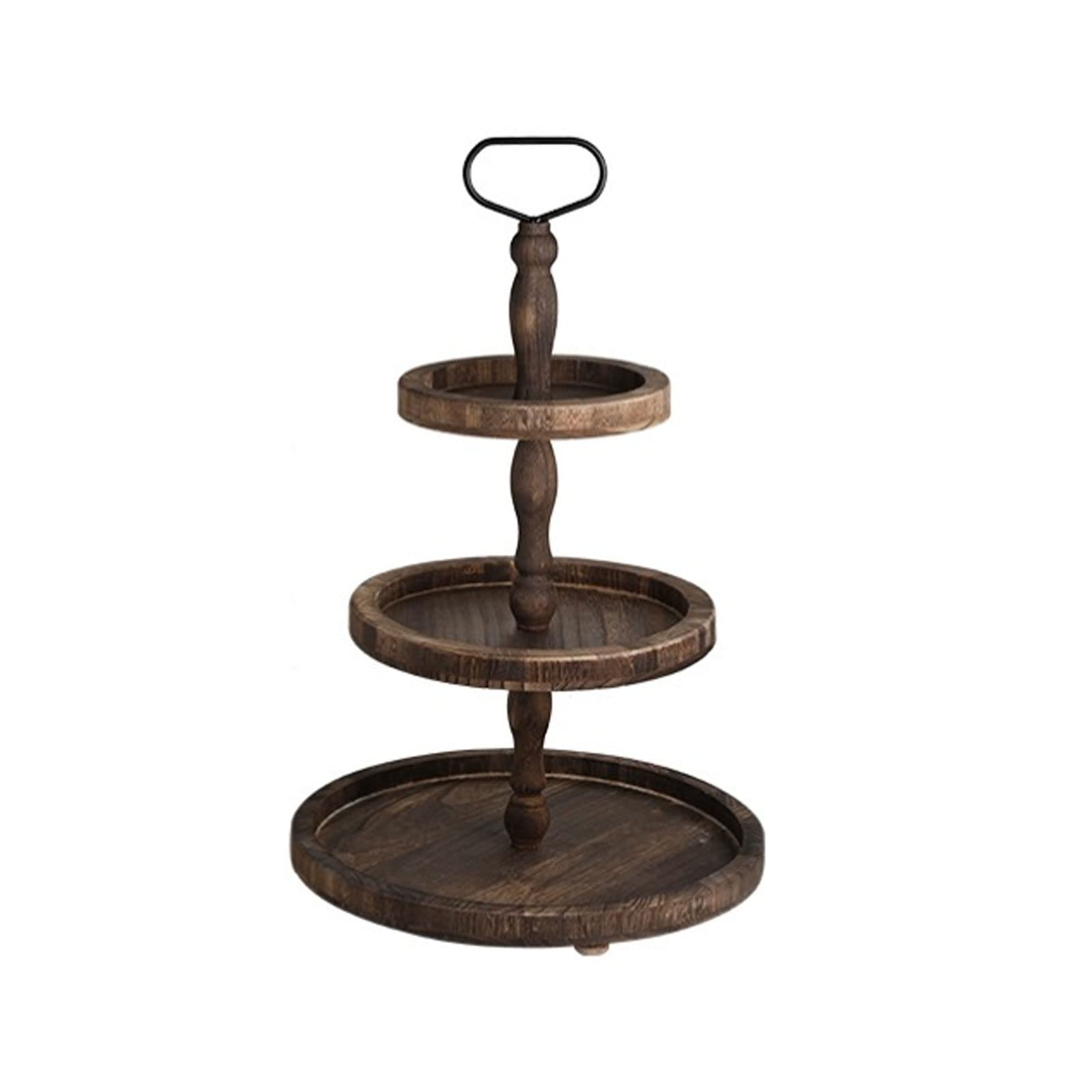 Alzata per Dolci a 3 Piani, in Legno, a più Livelli, per servire Cupcake, Torre Creativa in Stile Europeo, per Dessert, Biscotti, Caramelle, Buffet, Frutta (Colore Scuro, 3 Livelli)