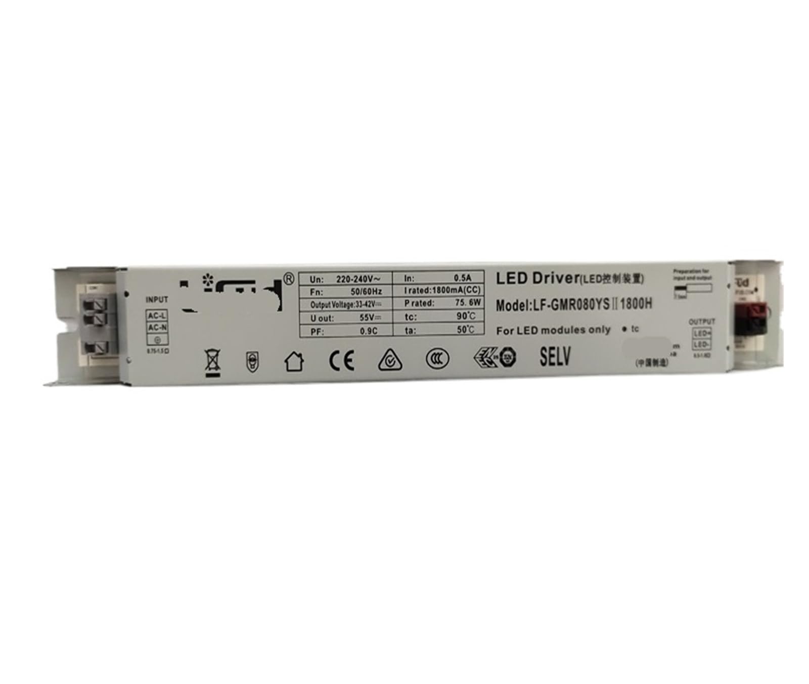 PWANUIGTE Driving LED Strip Light Constant Current Power Supply LF-GMR0631500U tri-Proof Controller(72W/DC33-40V/1800MA 295 * 30 * 21MM)