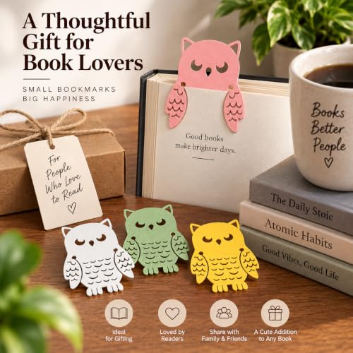 Image of 4 Pack Sanchi Homes Owl Bookmark Set | Assorted Colour | Durable Bioplastic
