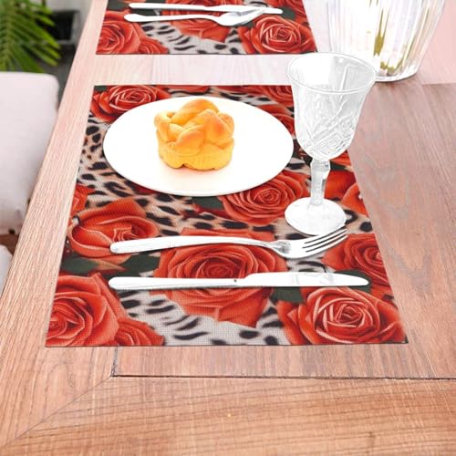 Set de table en PVC antidérapant durable lavable imprimé rose - 4