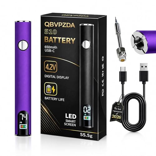 Portable Soldering Iron 510 Threaded Universal Connector for Tips 650mAh Battery 3 Temperature Control with LED Screen USB C Rechargeable Heating Tool for Jewelry Making Electronics Repair (C)
