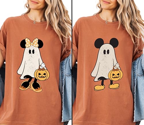 Retro M.ickey M.innie Halloween Couple Shirts, M.ickey Ghost Shirt, M.innie Ghost Shirt, Spooky Season Shirt, Halloween Trip Shirts, Comfort Colors Tee