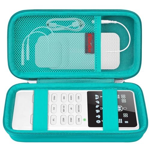 Image of Elonbo Carrying Case for Etekcity TENS Unit Muscle Stimulator Machine, Hard Travel Organize Bag for Electric Pulse Massager, Extra Mesh Pocket Fits Electrode Pads Lead Wires Charger, Bright green