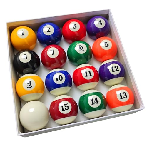 MoyanSuper 2-1/4" Pool Balls Billiard Set - 16 Resin Balls, Regulation Size & Weight, Complete Pool Table Balls Set for Replacement, Pool Table Accessories & Billiards Pool Accessories by MoyanSuper - Used condition - US$24.24