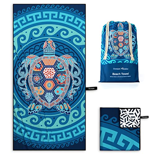 OCOOPA Toalha de praia de microfibra de secagem rápida, extra grande de 160 x 80 cm, toalha de praia sem areia, toalhas super leves para piscina, campismo, piquenique, ioga, ginásio e desporto, viagem