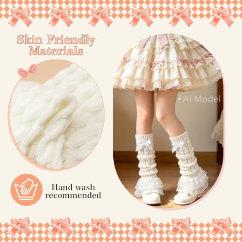 Image of Junely Leg Warmers for Women Kawaii Leg Warmer Cute Legwarmers Lolita Harajuku Gyaru Japanese Accessories