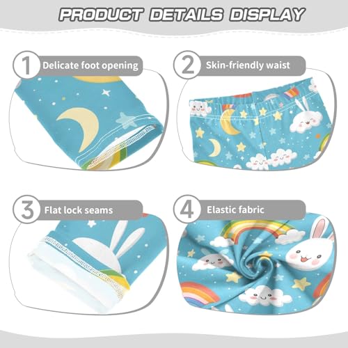 Rabbit Moon Stars Girls Leggings Athletic Pants Tights Stretch Bottom3