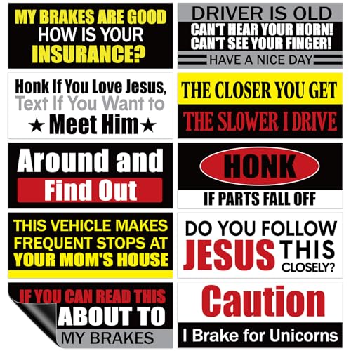 Image of AmazingSpark 10 Pcs Bumper Magnetic Sticker Funny Car Bumper Sticker This Vehicle Makes Frequent Stops at Your House Car Accessories for Truck Vehicle Luggage Window Refrigerator 8 inch x 3 inch