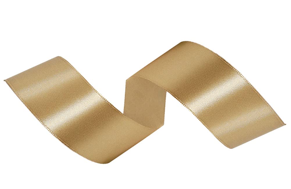 Champagne Gold Satin Ribbon 40mm, 22 Meters Champagne Gold Fabric Ribbons for Gift Wrapping Crafting, Hair Bows, Sewing - Image 2
