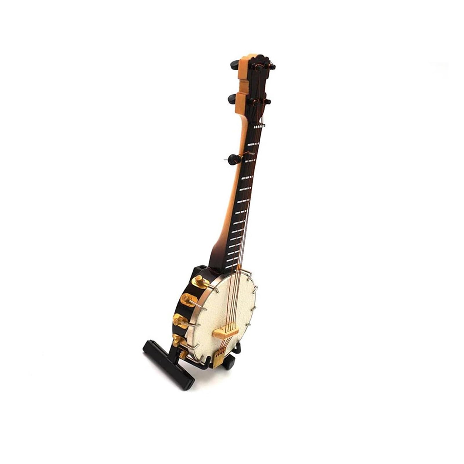 Mini Instrumento Musical Decoración Modelo De Banjo De Madera En Miniatura con Estuche De Soporte, Miniaccesorios para Instrumentos Musicales, Decoración