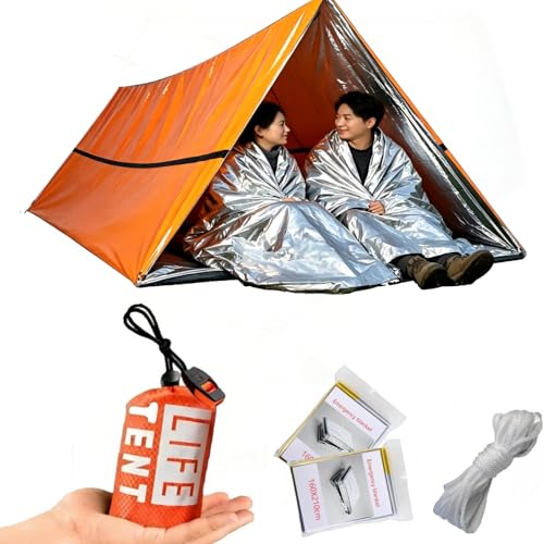2-Person Emergency Survival Tube Tent, Waterproof Windproof...