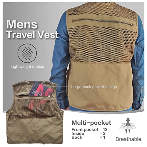 Chenfumeng Versatile Men's Summer Vest For Outdoor Work, Safari, Fishing, Travel And Photography With Multiple Pockets (As1, Alpha, X_L, Regular, Regular, Khaki) #TOP4