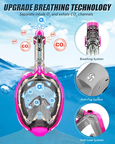 Qingsong Full Face Snorkel Mask For Adults & Kids, Snorkeling Gear With Camera Mount, Foldable 180 Degree Panoramic View Snorkeling Set Anti-Fog Anti-Leak #TOP6