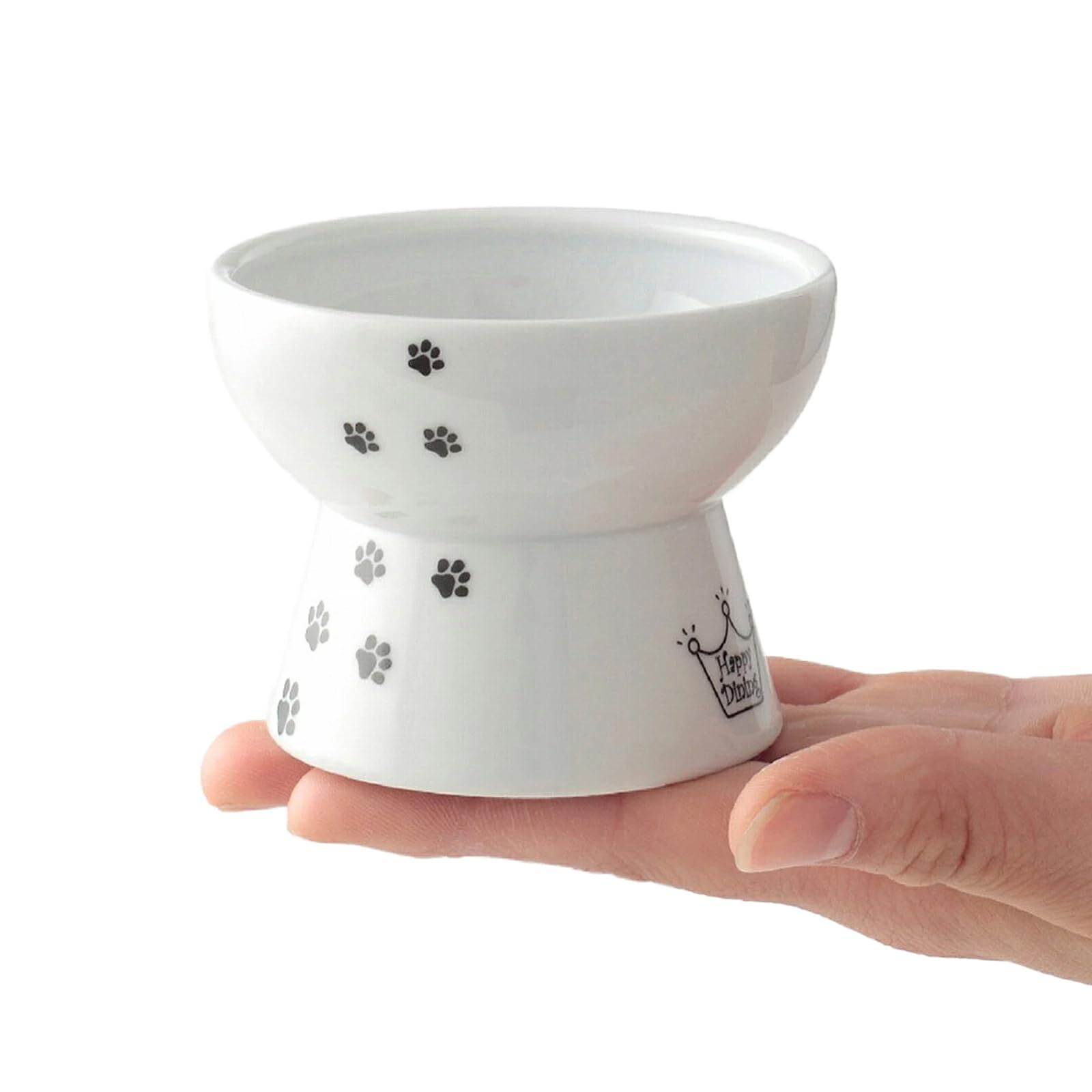 猫柄 脚付きフードボウル 陶器製 Amazon | 猫壱 ハッピーダイニング 猫用 脚付フードボウル プチ 猫柄
