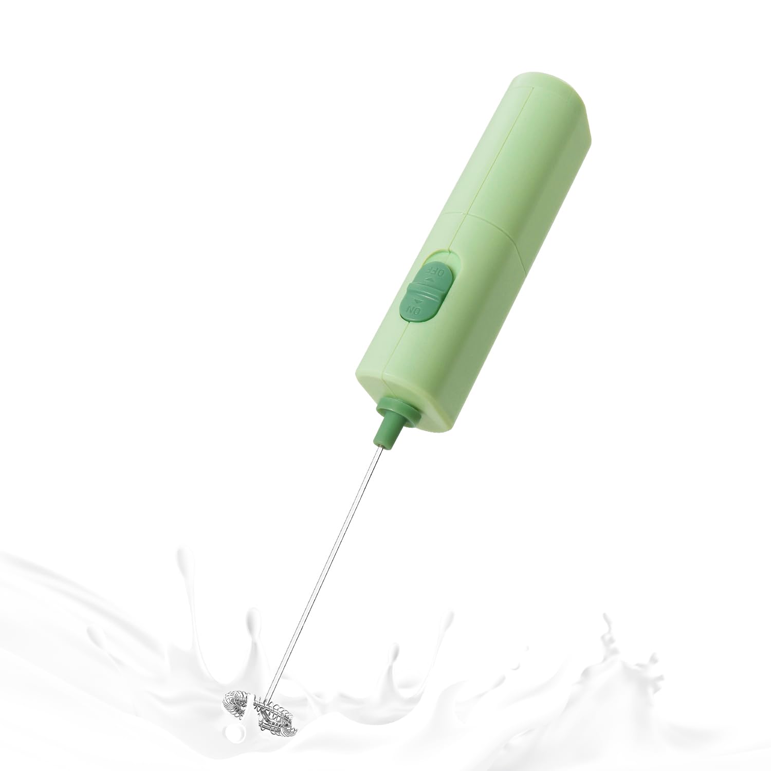 ELMWAY Compact Handheld Electric Milk Frother – Battery Operated Coffee Frother & Mini Electric Whisk for Latte, Cappuccino & Matcha (2 × AA Batteries) – Green