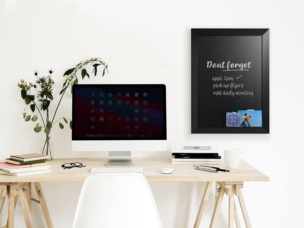 MasterVision Kamashi Easy Clean Chalkboard for Home Wall Decor, 24" x 36", Black Frame : Office Products