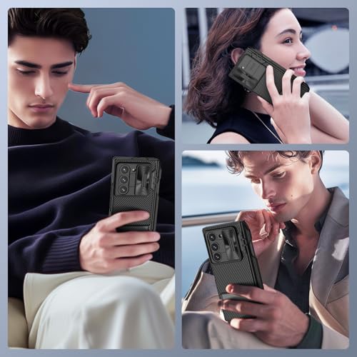 Image of Nillkin Samsung Galaxy Z Fold 6 Case with S Pen Holder & Hinge Protection [Metal Kickstand] [Slide Camera Cover] CamShield Pro Slim Protective Case for Galaxy Z Fold 6 5G (Deep Black)