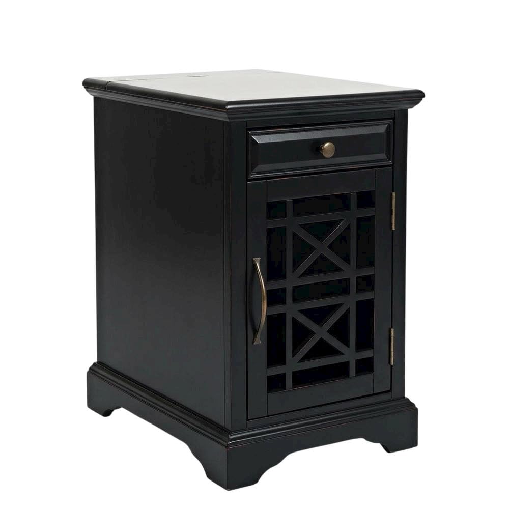 Wood Chairside End Table Nightstand with USB Charging Station Drawer and Shelf Side Table for Bedroom Storage by Starlight Canyon Home – Acacia, Antique Black