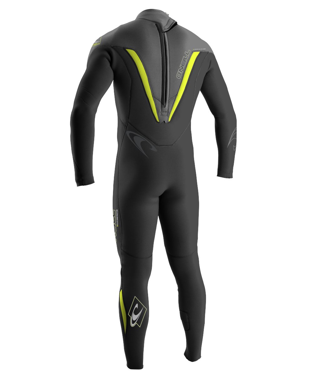O'Neill Wetsuits Men's Gooru 3/2mm Z.E.N. Zip Full Suit, Black/Graphite/Lime, Small