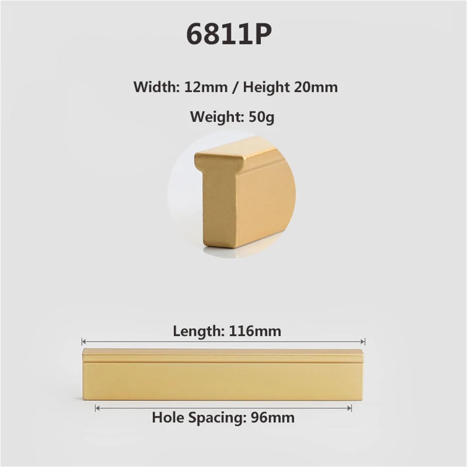 DFLPBHAV Matte Black Furniture Handles Gold Kitchen Cabinets Cupboard Pulls Handles for Cabinets and Drawers Wardrobe Pulls Drawer 1Pcs(Gold 6811P 96mm)