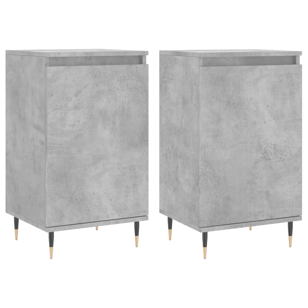 Madera de ingeniería resistente a la humedad con 2 compartimentos estilo | Aparadores 2 uds madera ingeniería gris hormigón 40x35x70 cm armario almacenaje con puerta y patas metal moderno