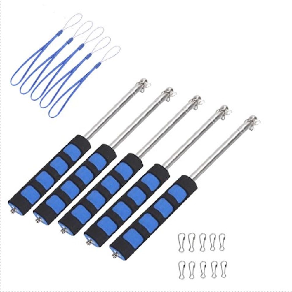 Set of 5, Telescopic Flag Pole, Indicator Rod, Hand Flagstick, Anti-slip Sponge Grip, Strap and Mounting Hardware Included (47.2 inches (120 cm)