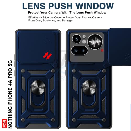 Image of AESTMO Tough Armor Nothing Phone 4A Pro 5G Bumper Back Case Cover | Ring Holder & Sliding Camera Shield Cover | 360 Degree Protection Back Case Cover for Nothing Phone 4A Pro 5G (Blue)