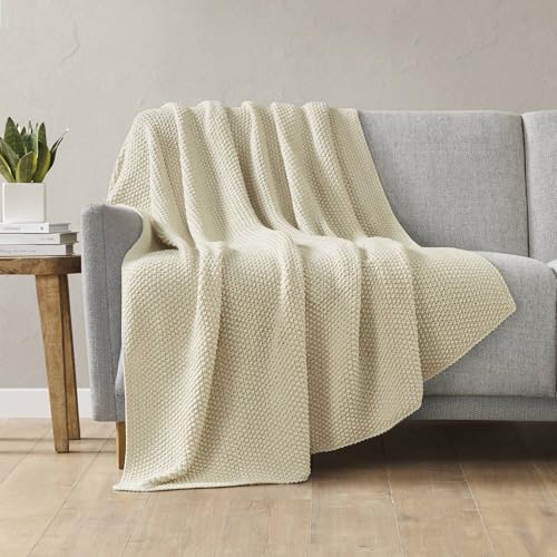 Image of INK+IVY Bree Knit Throw Blanket for Bed, Sofa, and Couch, Lightweight, Breathable, Soft & Cozy Summer Blanket, Throw (50 in x 60 in), Ivory