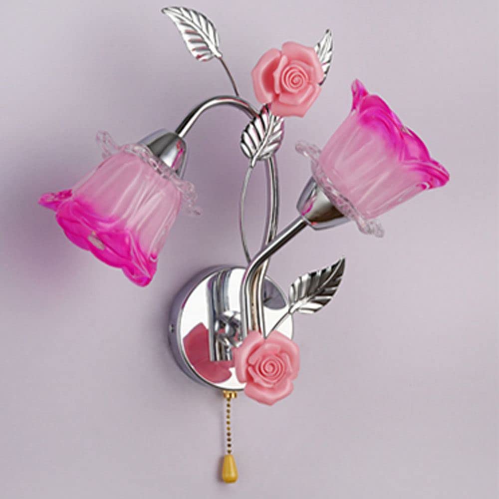Moderno LED in vetro ceramica rose camera da letto comodino applique Princess Room applique da parete di balcone corridoio apparecchi di illuminazione