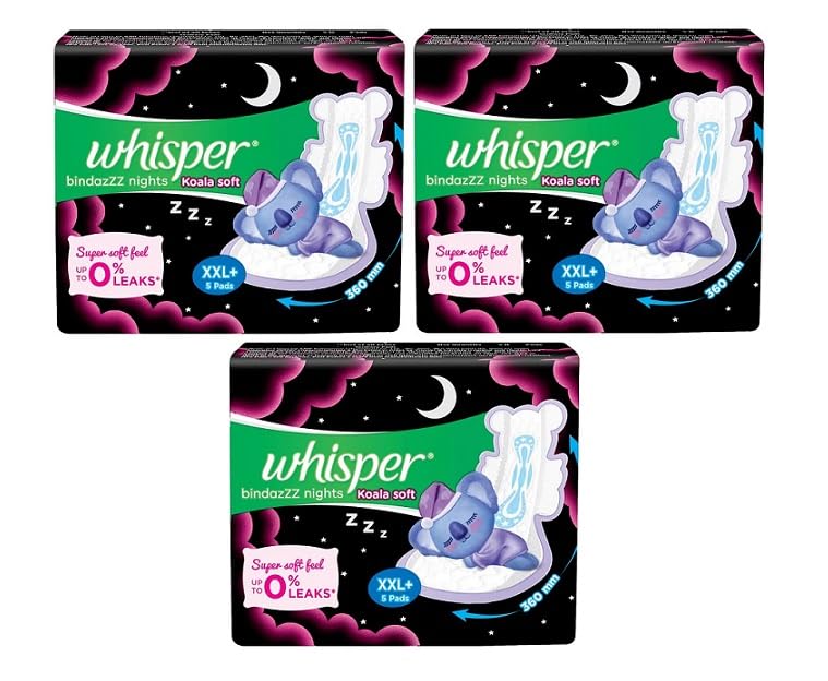See full amazon price history chart for Whisper Bindazzz Night Koala Soft Sanitary Pads|Pack of 5x3 Pads|XXL+|upto 0% Leaks|60% Longer & wider back|Super Soft topsheet|Double hug wings|Irritation free|36 cm Long|With disposable wrap Whisper Bindazzz Night Koala Soft Sanitary Pads|Pack of 5x3 Pads|XXL+|upto 0% Leaks|60% Longer & wider back|Super Soft topsheet|Double hug wings|Irritation free|36 cm Long|With disposable wrap (B0CVN9NNP7) Amazon Price History, Amazon Price Tracker