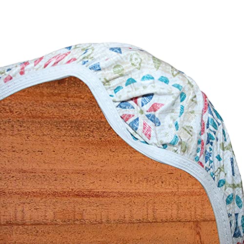 Covers For The Home Deluxe Elastic Edged Flannel Backed Vinyl Fitted Table Cover - Multi-Color Geometric Medallion Pattern - Square - Fits Tables Up To 46" Square #TOP3