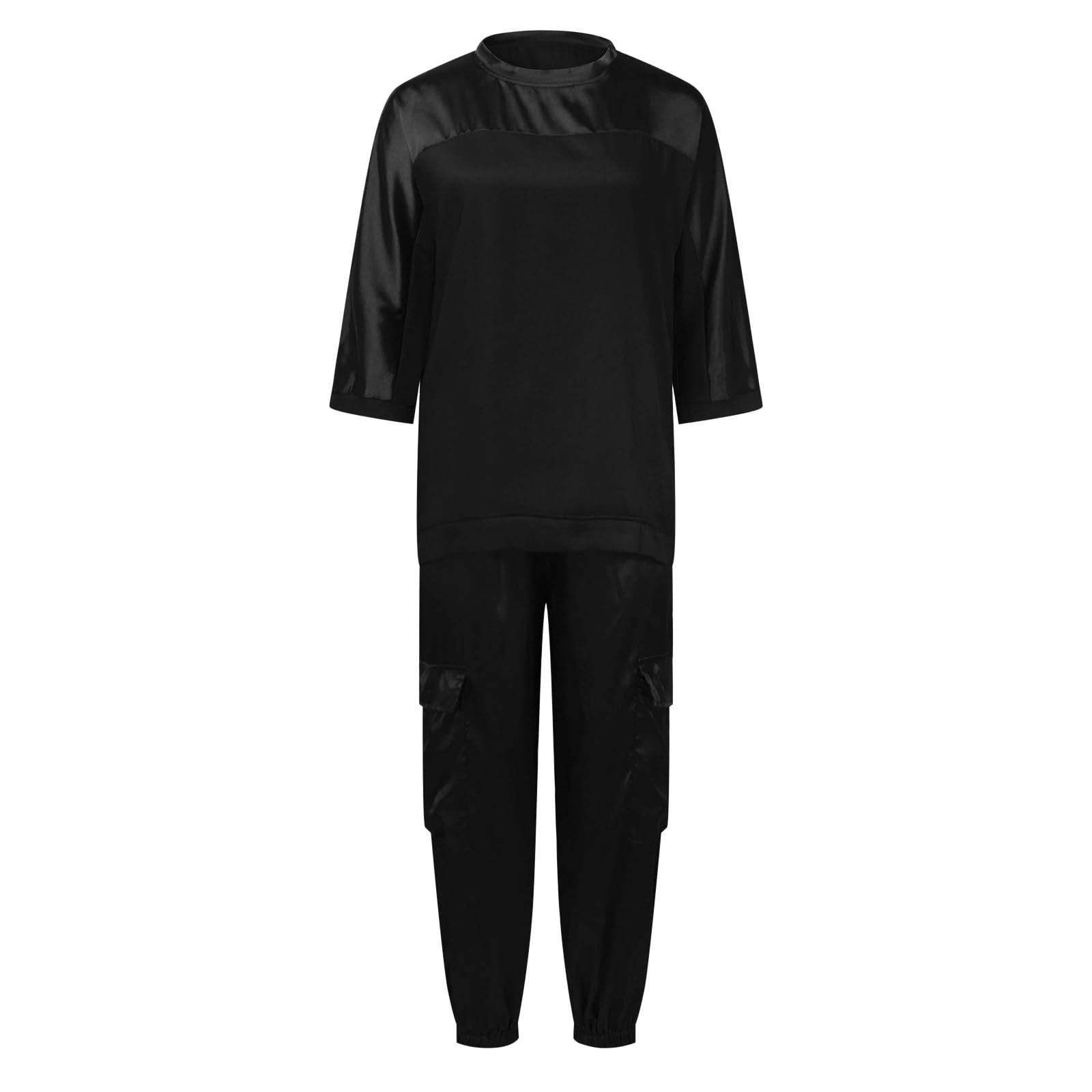 Conjunto de Pantalón y Top de Saten para Mujer Traje Casual de Verano Confortable y Elegante