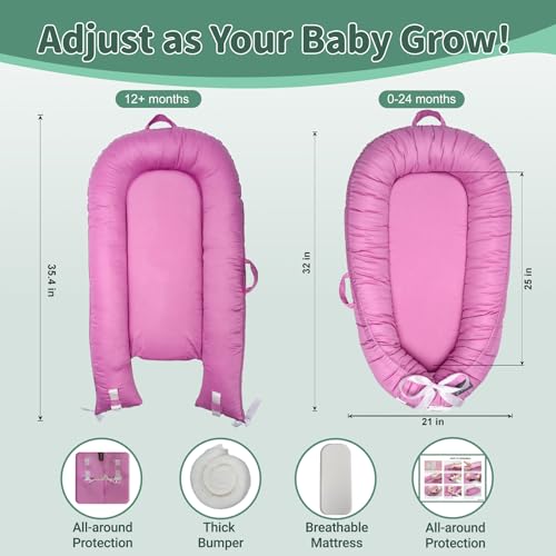 Image of XZV Infant Support Cushions | Baby Lounger | Cotton Infant Lounger | Reversible Adjustable Portable Floor Lounger | Supervised Awake Only No Sleeping | Soft Breathable Washable Cover (Cranberry)
