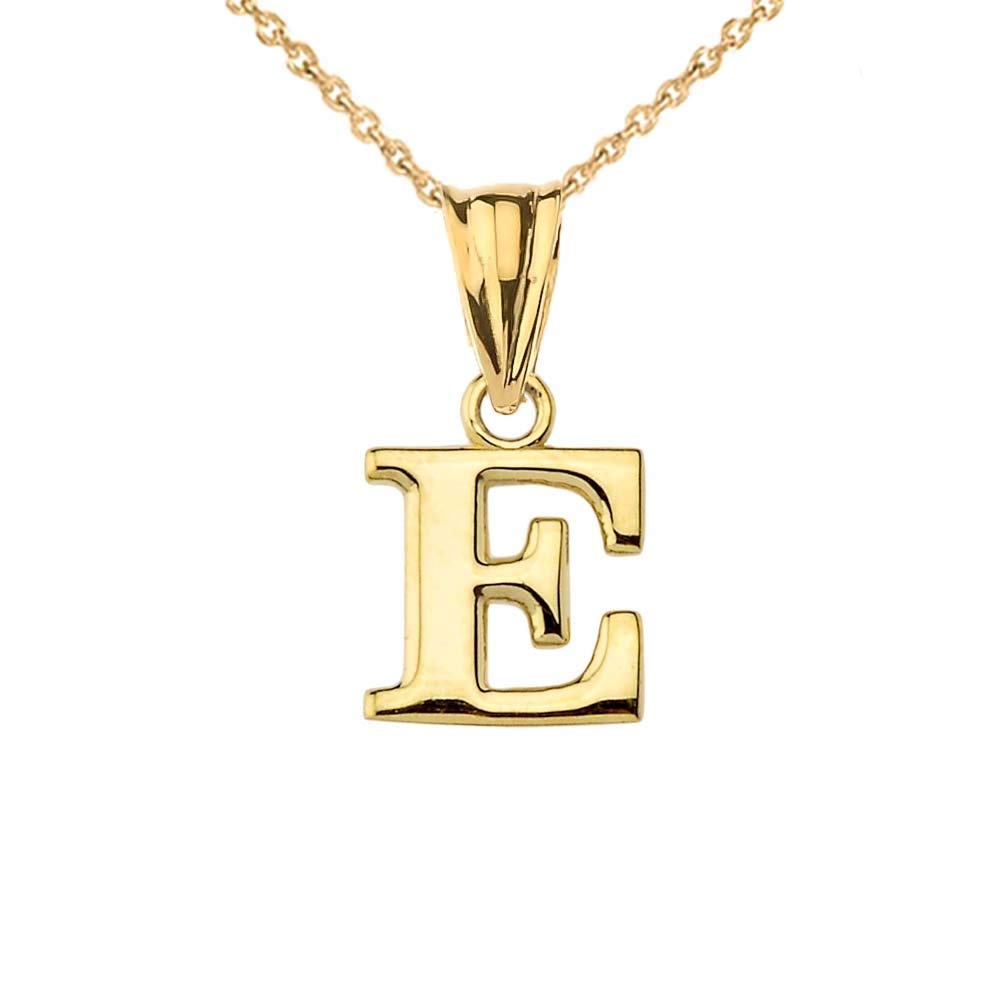 14K Yellow Gold Fine Dangling Initial A-Z Charm Pendant with Rolo Chain - Your Choice of Chain Lengths