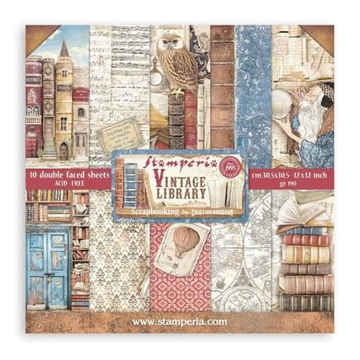 Stamperia, Vintage Library 12x12 Inch Paper Pack