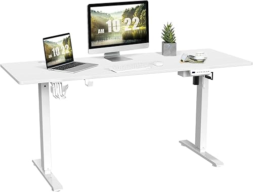 Escritorio eléctrico de altura ajustable de 63 x 24 pulgadas, para oficina en casa, estación de trabajo ergonómica para computadora