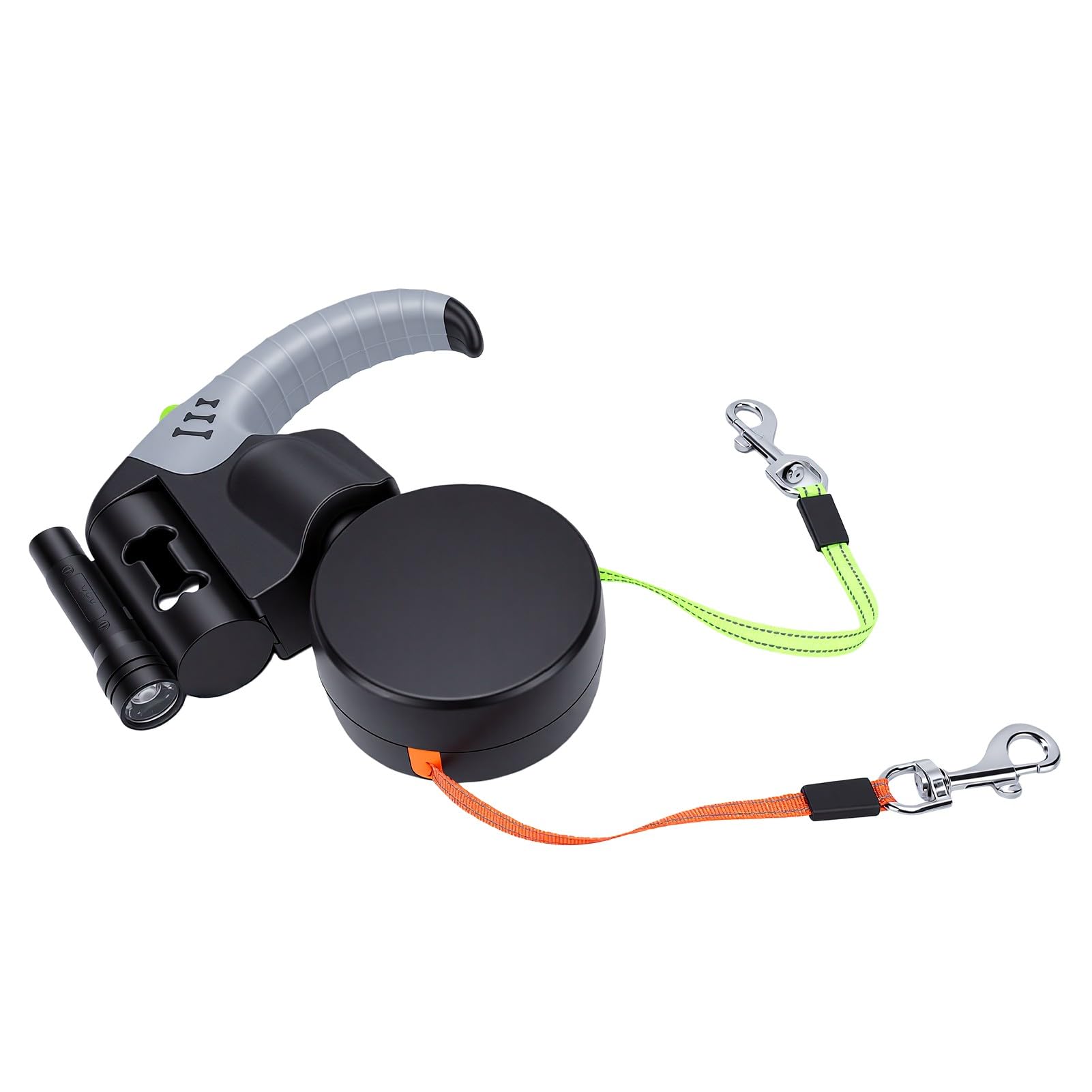 Generic Guinzaglio Doppio per Cani Antigroviglio a 360° con Luce LED e Supporto per Sacchetto dei Rifiuti Perfetto per le Passeggiate Serali per Cani Attivi (3 metri / 9,8 piedi)
