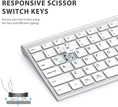 Bluetooth Keyboard, Iclever Dk03 Wireless Keyboard Multi-Device Keyboard, Dual Mode (Bluetooth 4.2 + 2.4G) Ultra-Slim Full-Size Keyboard For Mac, Ipad, Apple, Android, Windows, Connect Up To 3 Devices #TOP2