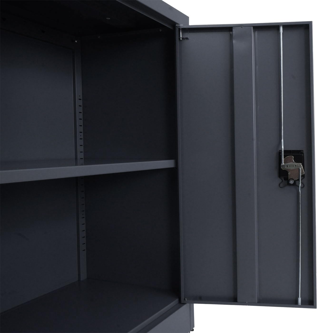 Aktenschrank HWC-O50, Büroschrank Stahlschrank mit Rollen, 2 Türen abschließbar, Stahl 98x80x40cm - dunkelgrau