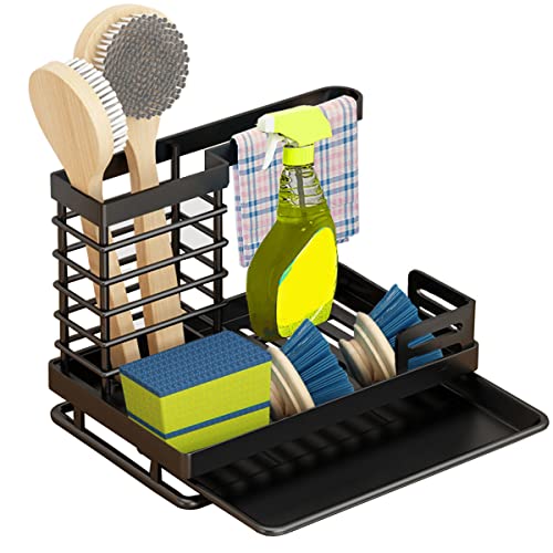 Kitchen Sink Tidy Organiser Kitchen Washing up Organiser with Removable Drip Tray- Sponge Holder for Kitchen Sink-Kitchen Sink Caddy Utensils Holder